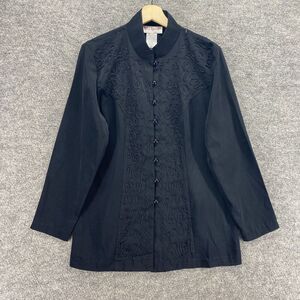 SG Blazer Women S Small Black Button Up Crew Neck Long Sleeve Casual Solid